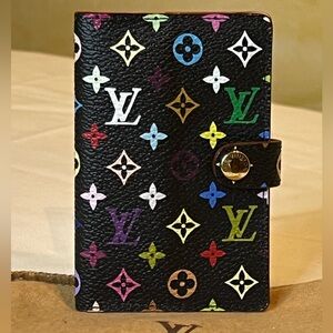 Louis Vuitton Monogram multicolor Mini Address Book/ Card Holder Black